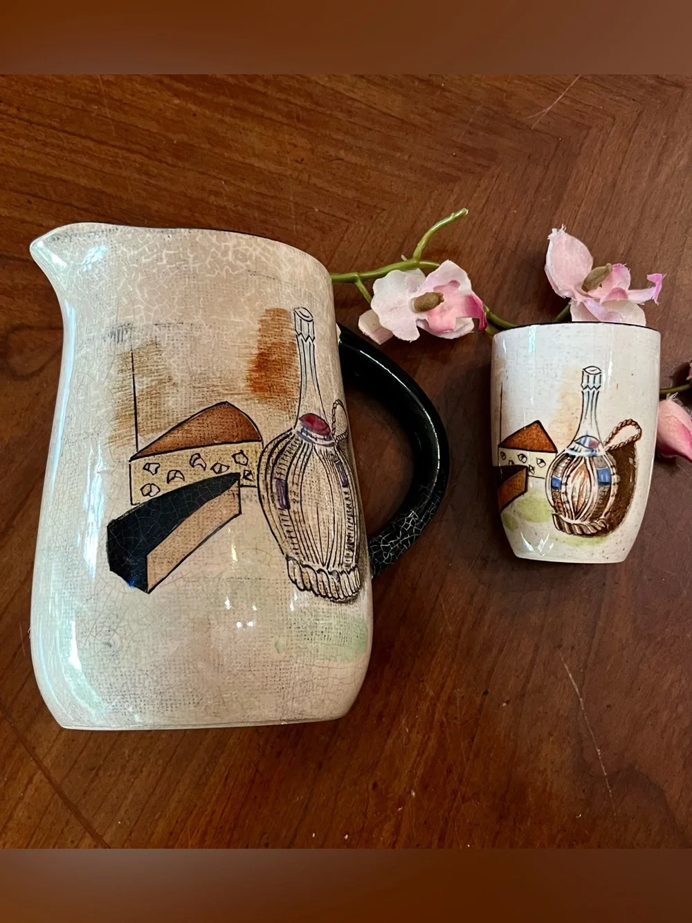MCM Royal Sealy Capri Ceramic Wine & Cheese Sangria Set 2 Pitchers 10 Cups Japan